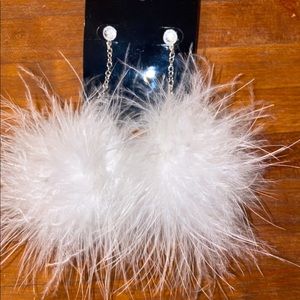Fluffy dangle earrings